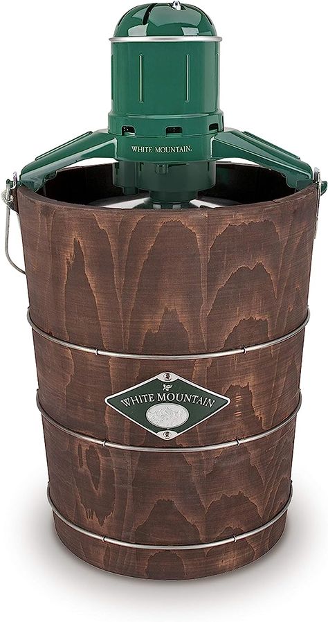 Amazon.com: White Mountain Electric Ice Cream Maker with Appalachian Series Wooden Bucket, 6 Quart (PBWMIME612-SHP): Home & Kitchen Wood Tub, Best Ice Cream Maker, Ice Cream Maker Machine, Electric Ice Cream Maker, Wooden Bucket, Ice Cream Freezer, Ice Cream Maker Recipes, Making Homemade Ice Cream, Ice Cream Makers