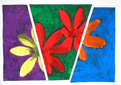 Complementary Colors Art Ideas, Color Art Lessons, Colorful Art Projects, Contrast Art, Color Theory Art, Flowers Simple, 5th Grade Art, Art Teaching, Colors Art