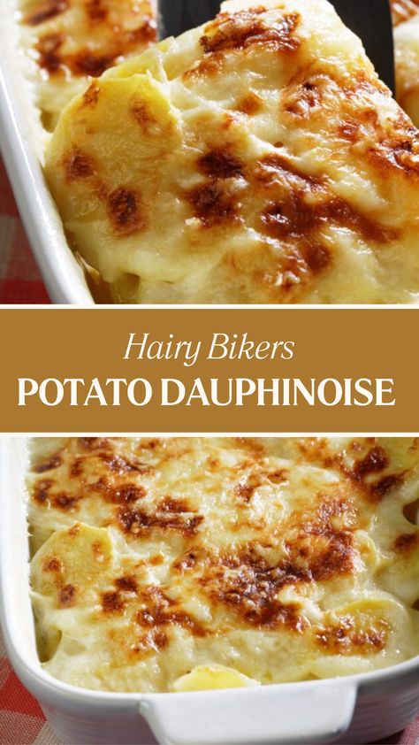 Hairy Bikers Potato Dauphinoise Potato Dauphinoise Easy, Daufinois Potatoes, Potatoes Dauphinoise Recipe, Dophinoise Potatoes Recipe, Potato Dauphinoise Recipe, Dauphinoise Potatoes Recipes, Brie Potatoes, Different Ways To Make Potatoes, Potatoes Romanoff Recipe