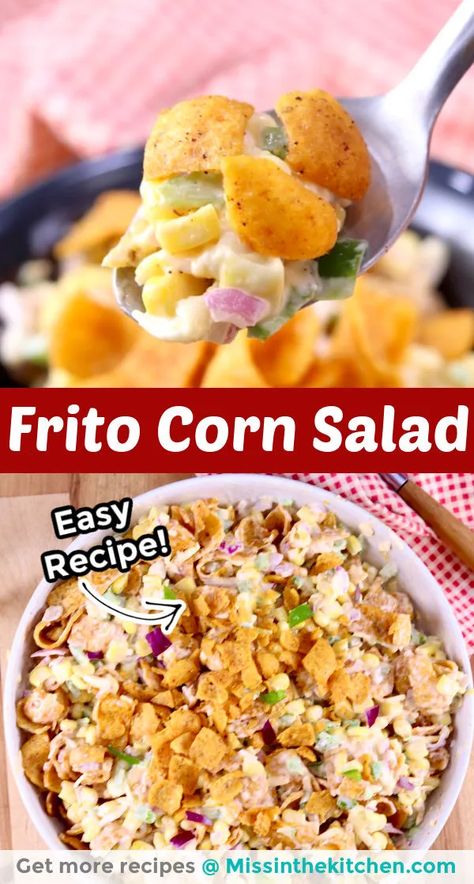 Essen, Fritos Salad, Corn Salad Easy, Corn Chip Salad, Frito Recipe, Frito Corn Salad, Chili Cheese Fritos, Top Dinner Recipes, Meat Meals