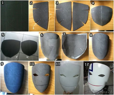 DIY Hei (darker than black mask) by Maximum28 Darker Than Black Mask, How To Make Cosplay Mask, Mask Tutorial Cosplay, Cosplay Mask Ideas, Foam Mask Diy, Cosplay Mask Diy, Mask Craft Ideas, Mask Diy Craft, Hei Darker Than Black