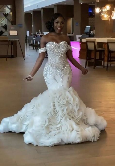 Wedding gown dresses, mermaid wedding dress ideas trending Black Woman Mermaid Wedding Dress, Mermaid Wedding Dress On Black Women, Couture Mermaid Wedding Dress, Black Women Wedding Dresses Mermaid, Wedding Dresses Black Bride, Wedding Dress For Black Brides, Wedding Dresses Baddie, Cream Wedding Dress Black Women, Winnie Couture Wedding Dress