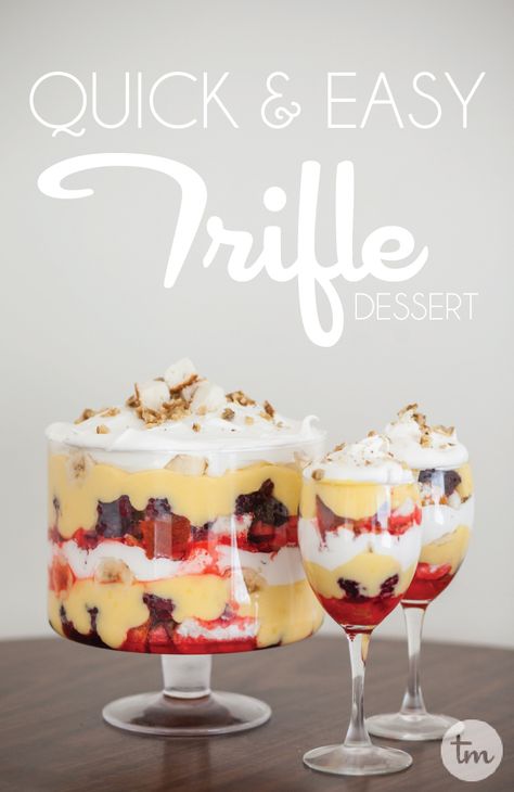 Best Deserts Ever Easy, Trifle Desserts With Jello, Quick And Easy Trifle, Truffle Pudding Desserts, Pudding Torte Recipes, How To Make Trifle Desserts, Trifle Pudding Recipe, Layered Pudding Desserts Cool Whip, Jello Trifle Desserts