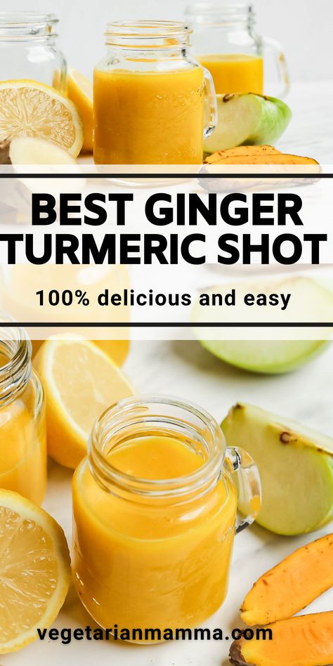 This Ginger Turmeric Shot is so good for you, as well as being a tasty spicy hit of flavor. Use your blender to easily whip up this delicious shot. #gingerturmericshot #ginger #turmeric #healthydrink Colour Combination For Bedroom Walls, Colour Combination For Bedroom, Ginger Shot Recipe, Longevity Recipes, Turmeric Drink, Healthy Juicer Recipes, Turmeric Shots, Healthy Juice Drinks, Juice Cleanse Recipes