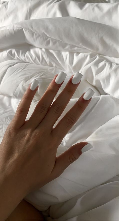 white nails acrylic aesthetic Shorter White Acrylic Nails, Basic White Acrylic Nails Square, Basic Nails Short Square, Basic Short White Nails, Square White Short Nails, White Box Nails Short, Simple Pretty Nails White, Homecoming Nails Acrylic Short White, Short Nails Acrylic Square White