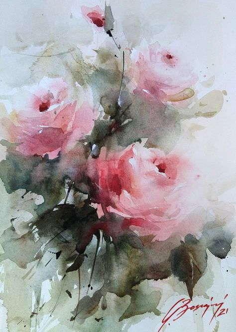 Loose Watercolor Flowers, Learn Watercolor Painting, Floral Watercolor Paintings, Watercolor Paintings For Beginners, Abstract Floral Art, Diy Watercolor Painting, Abstract Flower Painting, Watercolor Flower Art, 수채화 그림