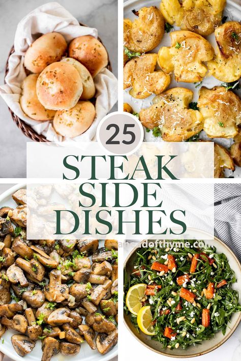 Steak Tip Dinner Sides, Dinner Ideas Steak And Potatoes, Best Grilling Side Dishes, Side Dish Recipes For Steak, Steak Side Vegetables, Steak Serving Ideas, Best Steak Sides Dishes, Steak Dinner Recipes Sides, Salad Recipes For Steak Dinner