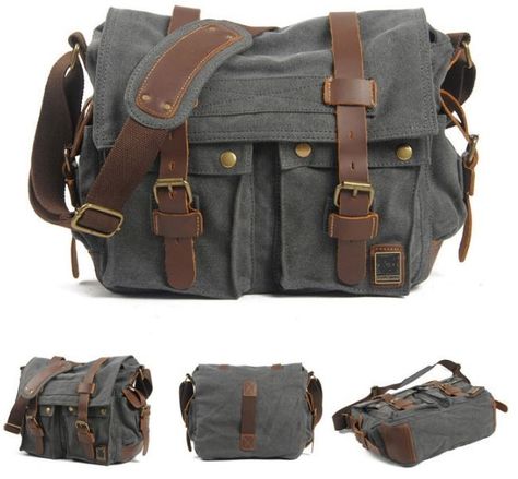 Old school style canvas messenger bag for men and women. * Canvas Bags with Genuine Leather straps. * Dual leather straps with adjustment buckles Canvas Leather Bag, Rugged Leather, Leather Camera Bag, Canvas Messenger Bag, Messenger Bag Men, Crossbody Messenger Bag, Leather Messenger Bag, Vintage Canvas, Shoulder Messenger Bag