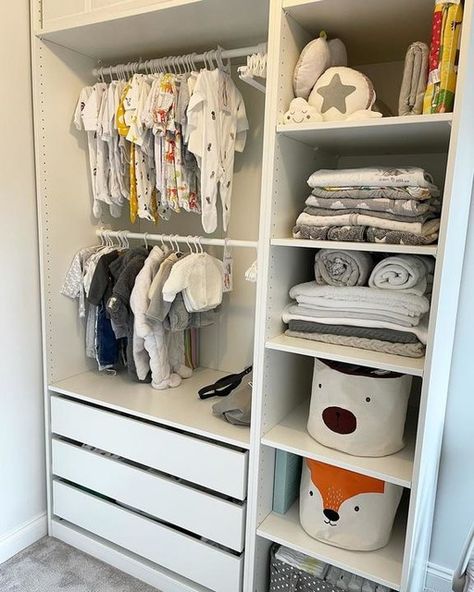 Baby Room Closet, Baby Room Storage, Cozy Baby Room, Nursery Closet Organization, Baby Closet Organization, Baby Room Organization, Baby Room Themes, Baby Room Neutral, Baby Clothes Organization