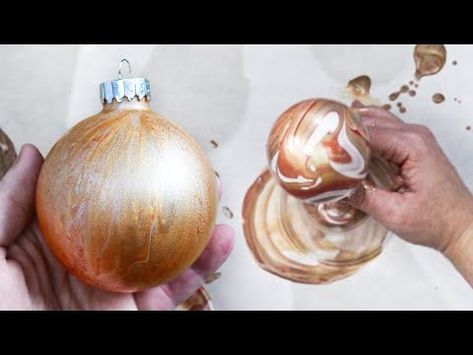 (663) Must Try DIY Acrylic Pour *Christmas* Ornaments - YouTube Make Your Own Christmas Ornaments, Rhinestone Ornaments, Decorate Christmas, Diy Ornaments, Glitter Ornaments, Pouring Painting, How To Make Paint, Painted Ornaments, Christmas Ornament Crafts