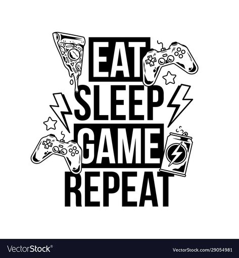 Eat Sleep Game Repeat, Cricut Htv, Rock Sign, Commercial Printing, Png Graphics, Funny Svg, Geek Culture, Coloring Stickers, Can Cooler