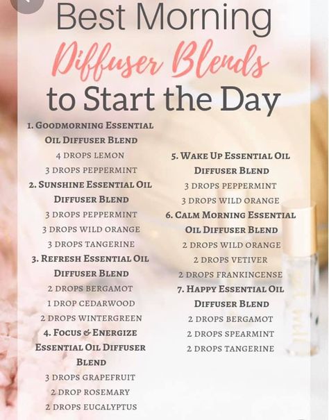 Essential Oil Combinations, Diy Essential Oil Recipes, Doterra Essential Oils Recipes, Essential Oil Diffuser Blends Recipes, Best Morning, Young Living Essential Oils Recipes, Essential Oils Guide, Essential Oil Diffuser Recipes, Oil Diffuser Recipes