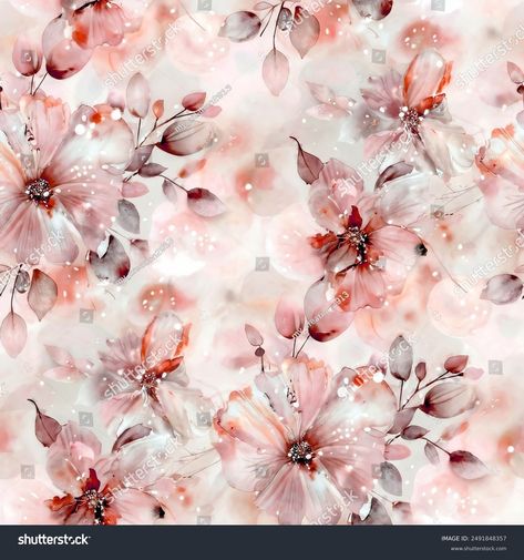 Beautiful Watercolor Flower Seamless Pattern Stock Illustration 2491848357 | Shutterstock Watercolor Flowers Allover, Floral Allover Pattern, Flower Allover Pattern, Allover Design Pattern, Flowers Allover, Flower Seamless Pattern, Deco Wallpaper, Allover Design, Pattern Watercolor