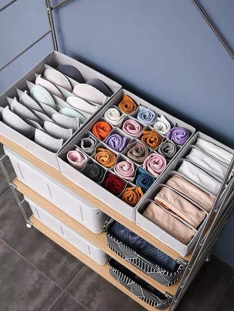 Free Returns ✓ Free Shipping On Orders $49+ ✓. 3pcs Underwear Storage Box Set- Drawer Organizers at SHEIN. Tiny Closet Organization, Room Organization Bedroom, Sock Storage, Tiny Closet, Clothes Storage Boxes, Dresser Organization, Wardrobe Storage, Home Organization Hacks, Drawer Organizers