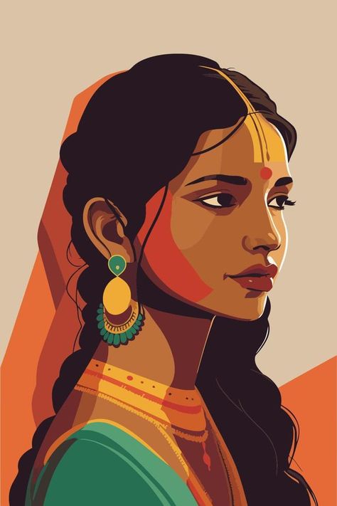 Happy Birthday Illustration, Indian Traditional Paintings, Dress Vector, Indian Illustration, Birthday Illustration, Dress Illustration, Indian Woman, Woman Illustration, Indian Paintings