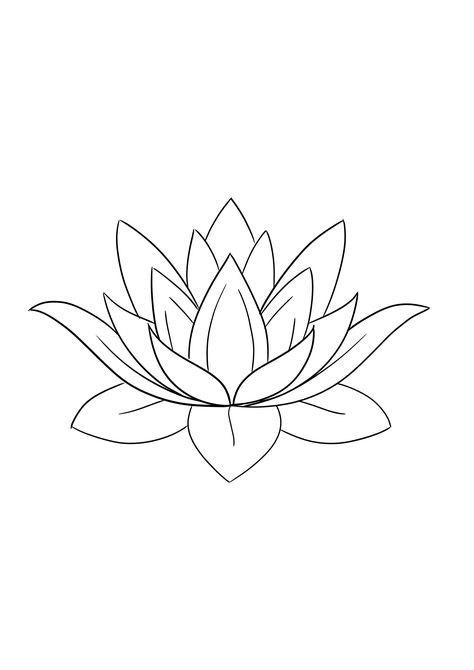 Water Lily Tattoo Stencil, Simple Lotus Flower Drawing, Lotus Outline Drawing, Tattoo Ideas Female Lotus Flower, Women Tattoos Stencil, Cassidy Tattoo, Tattoo Ideas Stencil Free Printable, Easy Lotus Drawing, Lotus Flower Tattoo Stencil