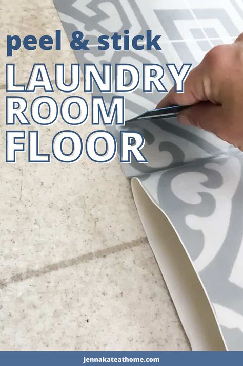 Laundry Room Ideas Peel And Stick, Diy Laundry Room Flooring, Linoleum Flooring Laundry Room, Peel And Stick Floor Tile Laundry Room, Laundry Flooring Ideas, Peel And Stick Laundry Room, Utility Room Flooring, Laundry Room Flooring Ideas, Laundry Room Floor Ideas