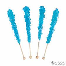 Blue Rock Candy, Blue Candy Buffet, Candy Buffet Jars, Rock Candy Sticks, Buffet Party, Candy Lollipops, Ice Blue Color, Tinkerbell Party, Blue Rock