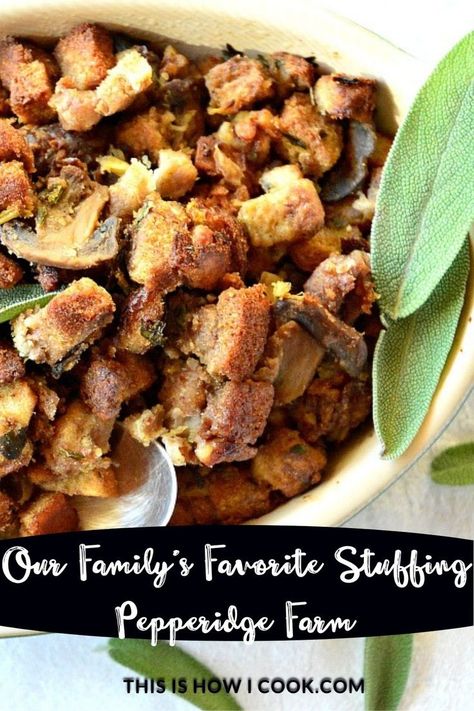 Pepperidge Farm Stuffing Recipes, Pepperidge Farm Stuffing, Turkey Side Dishes, Easy Stuffing Recipe, Sausage Stuffing Recipe, Sage Stuffing, Butternut Squash Quinoa, Thanksgiving Dressing, Homemade Stuffing