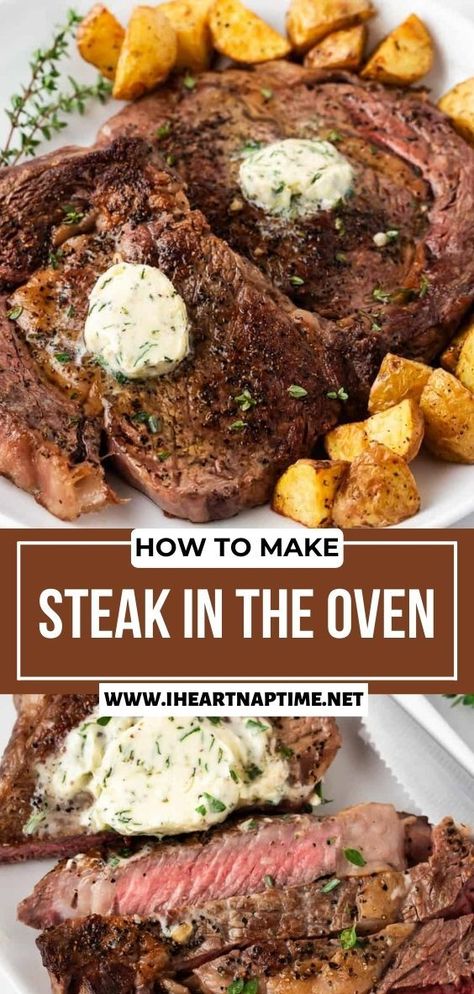 Steak Tips In Oven, Baked Sirloin Steak, Cook Steak In The Oven, Baked Steak Recipes, Oven Steak Recipes, Beef Rib Steak, Oven Cooked Steak, Oven Baked Steak, Steak In The Oven