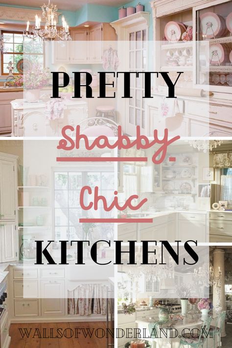 Pink Shabby Chic Kitchen, She Shed Cottage Shabby Chic, Shabby Chic Cabinets Kitchen, Romantic Shabby Chic Kitchen, Shabby Chic Front Porch Ideas, Country Chic Furniture, Farm Chic Decor, Shabby Chic Cottage Kitchen, Shabby Chic Coffee Shop