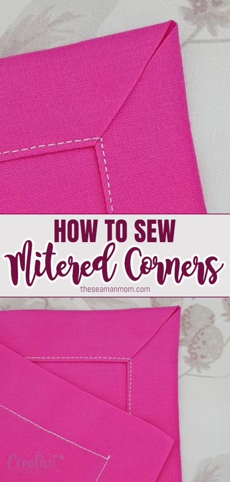 Sewing Mitered Corners, Quilt Corners, Beginner Sewing Projects Easy, Quilt Binding, Quilting Techniques, Quilting Tips, Sewing Projects For Beginners, Sewing Skills, Easy Sewing Projects