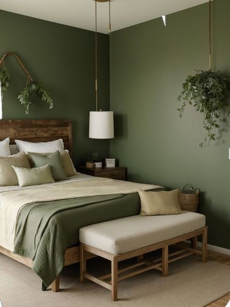 Green Room Ideas Bedroom, Green Bedroom Walls, Green Bedroom Decor, Green Accent Walls, Sage Green Bedroom, Decor Ideas Bedroom, Green Walls, Redecorate Bedroom, Ideas Living Room