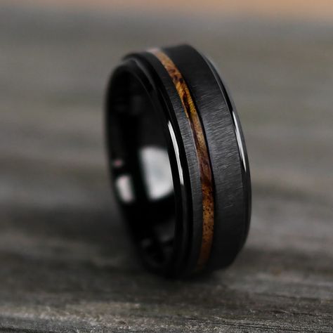 Gunmetal Rings Men, Unique Wedding Rings For Him, Guys Wedding Rings, Wedding Rings For Men Unique, Modern Mens Rings, Wood Engagement Ring, Country Vibe, Mens Wedding Bands Unique, Antler Ring