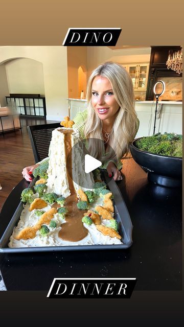 Macy Blackwell on Instagram: "Dino Dinner!🦖🦕 Being a fun mom tonight and making this mashed potatoes volcano, with broccoli and Dino nuggets! The kids came downstairs and were like whoa!!🤯 

#dinodinner #familydinner #summerfun #dinovolcano #summerideas" Mashed Potato Mountain With Dino Nuggets, Volcano Mashed Potatoes, Dinosaur Nuggets Volcano, Mashed Potato Volcano With Dino Nuggets, Dino Nugget Mashed Potato Volcano, Mashed Potato Volcano, Dino Nuggets, Macy Blackwell, Food Event