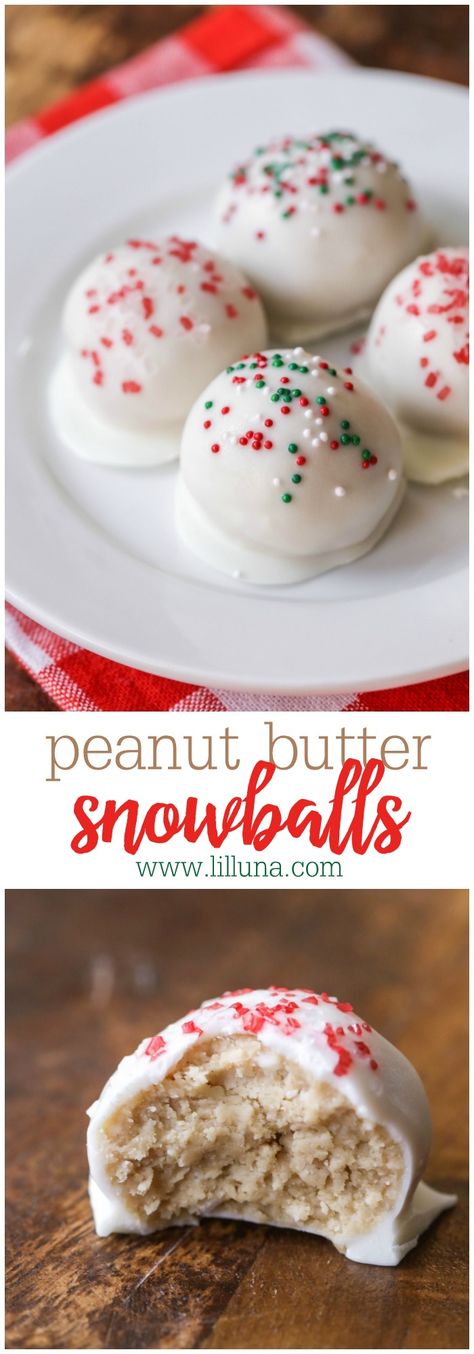 Peanut Butter Snowball Cookies, Peanut Butter Snowballs Recipe, Snowball Truffles, Peanut Butter Snowballs, Peanut Butter Balls White Chocolate, Muddy Snowballs Cooking With Karli, Peanutbutter Snowballs White Chocolate, Chocolate Snowballs, Chocolate Caliente