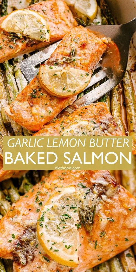 Baked Salmon In Foil With Asparagus And Garlic Lemon Butter, Lemon Ginger Salmon Recipes, Garlic Butter Salmon And Asparagus, Baked Salmon And Asparagus In Foil With Lemon Garlic Butter Sauce, Lemon Herb Salmon Baked, Roasted Salmon And Asparagus, Baked Salmon With Lemon Butter Sauce, Salmon With Garlic Lemon Butter Sauce, Dutch Oven Salmon