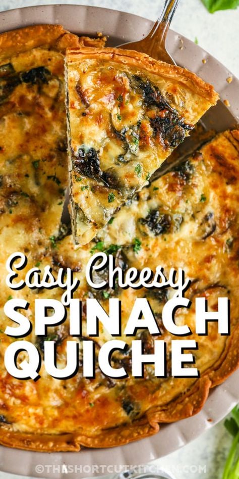 Spinach And Swiss Quiche, Home Made Quiche, Quiche Recipes Sausage, Spinach Quiche Recipes Easy, Easy Egg Casserole Recipes, Healthy Quiche Recipes, Spinach Artichoke Quiche, Easy Spinach Quiche, Simple Quiche