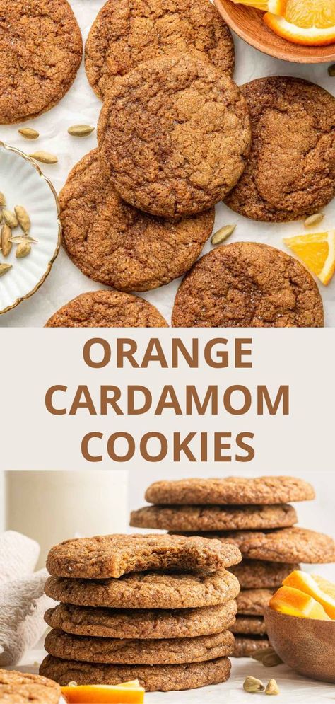 Tea Baking Recipes, Black Cardamom Recipes, Tea Cookie Recipes, Mabon Recipes Cookies, Indian Baking Recipes, Savory Christmas Treats Food Gifts, Recipes Using Cardamom, Spiced Cookies Recipe, Recipes With Oranges Healthy