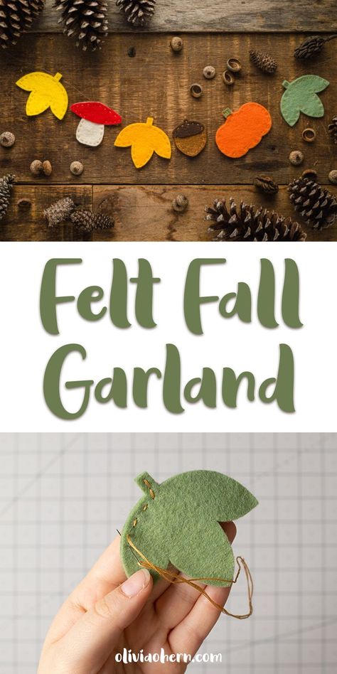 Fall Crafts Garland, Cricut Fall Garland, Diy Felt Fall Leaf Garland, Felt Acorn Garland, Autumn Felt Garland Diy, Seasonal Felt Garland, Pumpkin Felt Garland, Wool Felt Garland Diy, Diy Felt Pumpkin Garland