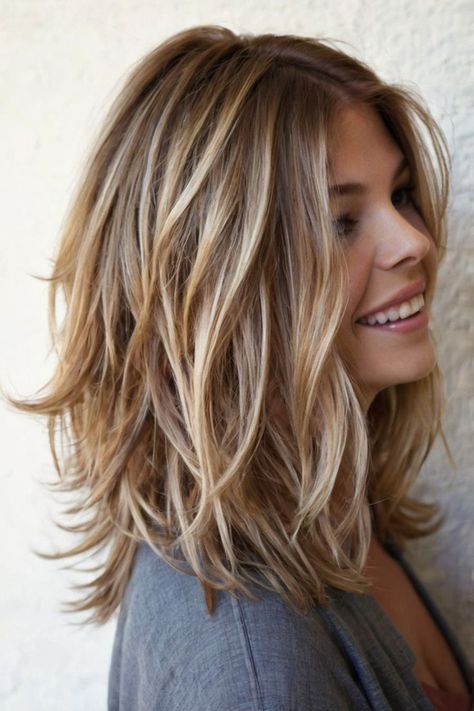 Layered Haircuts for Medium Length Hair You Need to Try Now Angled Hairstyles Medium, No Bangs Medium Length Haircut, Layered Hairstyles Medium Length, Long Angled Bob With Curtain Bangs, Homecoming Hairstyles For Thick Hair, Medium Length Color Ideas, Best Long Hairstyles For Women Over 50, One Length Medium Haircut, Round Face Hairstyles Medium