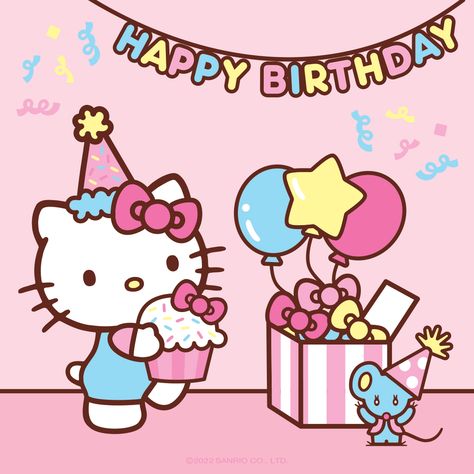 Artbox Cafe, Hello Kitty Birthday Theme, Friends Cafe, Hello Kitty Wallpaper Hd, Cute Happy Birthday, Friend Birthday Quotes, Hello Kitty Themes, Birthday Wallpaper, Hello Kitty And Friends