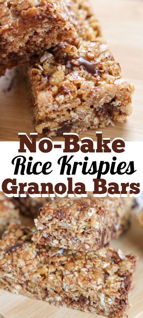 Rice Krispie Breakfast Bars, Rice Crispy Breakfast Bars, Rice Krispie Oatmeal Bars, Ww Granola Bar Recipe, Ww Granola Bars, School Friendly Snacks, Frozen Granola Bars, Granola Bars With Rice Krispies And Oats, Rice Crispy Granola Bars