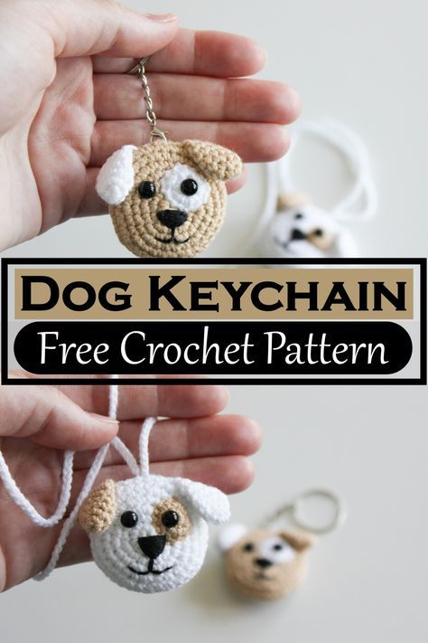 Free Crochet Flower Keychain Patterns, Free Crochet Small Amigurumi Patterns, Crochet Key Chains Free Pattern Flower, Crochet Dog Keychain Free Pattern, Crochet Keychain Dog, Crochet Keychain Animals, Dog Crochet Keychain, Crochet Keychains Patterns Free, Free Crochet Keychain Patterns