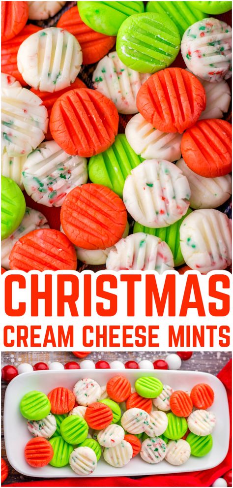 christmas cream cheese mints Christmas Mints Recipe, Candies For Christmas, Christmas Cream Cheese, Christmas Mints, Classic Vintage Christmas, Cream Cheese Mints Recipe, Mints Recipe, Sugar Cookie Recipe For Decorating, Christmas Cream