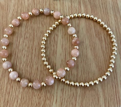 6mm Bead Bracelet, Gemstone Bead Bracelet Ideas, Beaded Bracelet Set, Diy Gold Bracelets, Rose Gold Beaded Bracelets With Gold Beads, Handmade Rose Gold Beaded Bracelets, Elegant Rose Gold Beaded Bracelet, Dainty Rose Gold Beaded Bracelet, Gold Beaded Bracelets With Rose Quartz