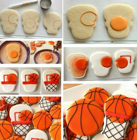 Basketball cookies Basketball Themed Cookies, Lakers Cookies, Basketball Cookies Decorated, Sport Cookies, Basketball Treats, Basketball Cookies, Ball Cookies, Sports Cookies, Sports Ideas