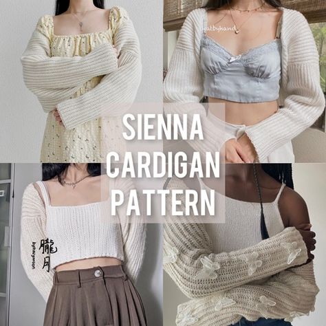 Sienna Cardigan Crochet Pattern (PDF) - the.knotical's Ko-fi Shop Cropped Cardigan Pattern, Crochet Bolero Pattern, Cardigan Crochet Pattern, Bolero Pattern, Crochet Cardigan Pattern Free, Crochet Bolero, Cardigan Crochet, Crochet Shrug, Crochet Fashion Patterns