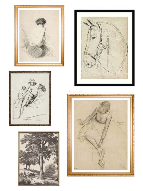 Sketches Framed Wall Art, Wall Art Timeless, Art Sketches On Wall, Gallery Wall Drawings, Modern French Art, Framed Sketch Art, Framed Drawings On Wall, Framed Pencil Drawings, Framed Charcoal Drawing