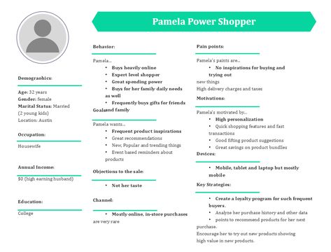 Customer Profile Sample | EdrawMax Free Templates Customer Persona Design, Profile Information Template, Customer Profile Template, User Persona Design Templates, Buyer Persona Example, Customer Profile, Buyer Persona, Target Customer, Target Market