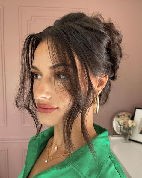 50 Bun Hairstyles That Are Super-Trendy in 2023 - Hair Adviser Beyond The Ponytail, Braidsmaid Hairdo, Updo Dark Hair, Occasional Hairstyles, Wedding Guest Hairstyles Updo, Rehearsal Dinner Hair, Dinner Hairstyles, Wedding Guest Updo, Wedding Updo Hairstyles