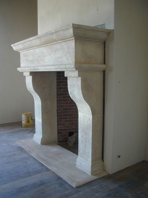 Fireplace French Doors On Each Side, Stone Kitchen Hood, French Stone Fireplace, Cast Stone Fireplace Surround, Stone Range Hood, French Limestone Fireplace, Limestone Fireplace Surround, Cast Stone Mantel, Limestone Mantel