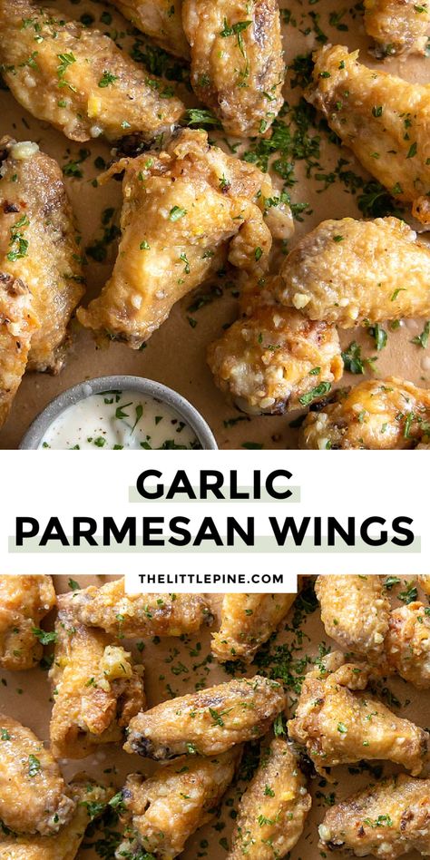 Garlic Parmesan Wings Recipe, Parmesan Wings Recipe, Wings Recipe Baked, Chicken Wing Recipes Fried, Garlic Wings, Parmesan Wings, Garlic Parmesan Wings, Wing Sauce Recipes, Chicken Wing Recipes Baked