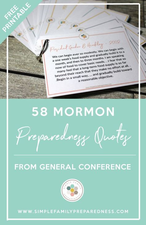 Mormon Preparedness Quotes | 58 Printable Mormon Preparedness Quotes from General Conference plus 32 more preparedness quotes from other great people via @https://www.pinterest.com/YOHSPrep/ Preparedness Quotes, Emergency Preparedness Food Storage, Provident Living, Emergency Prepardness, 72 Hour Kits, Relief Society Activities, Emergency Preparedness Kit, Visiting Teaching, Emergency Preparation