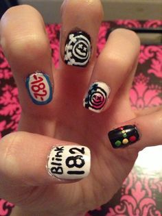 Blink 182 Nails, Blink 182 Outfit, Blink 182 Concert Outfit, Blink 182 Nurse, Concert Outfit Ideas Summer, Blink 182 Logo, Blink 182 Concert, Monster Nails, Normal People Scare Me