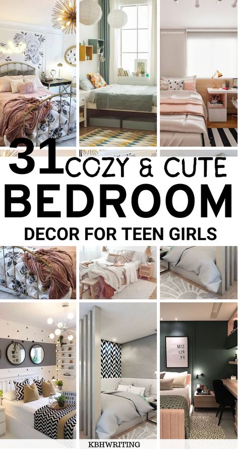 Discover 31 cozy and adorable bedroom ideas tailored for teen girls! From vibrant color schemes to chic decor, these inspirations offer a perfect blend of comfort and style, creating a cozy sanctuary that reflects their personality and taste. #TeenGirlsBedroom High School Bedroom Ideas Girl, Teen Girl Bedroom Colors, Young Teen Girl Bedroom, Neutral Teen Girl Bedroom, Girl Teen Bedroom Ideas, Teen Bedroom Paint Ideas, Cozy Cute Bedroom, Teen Room Ideas Aesthetic, Small Teenage Girl Bedroom